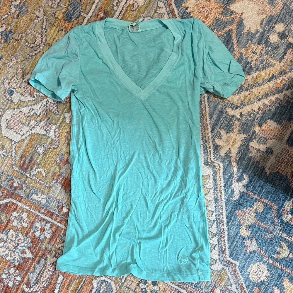 Victoria’s Secret PINK Teal V-Neck T-shirt